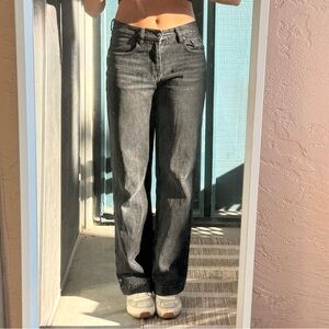 Princess Polly Charcoal Low Rise Straight Leg Jeans